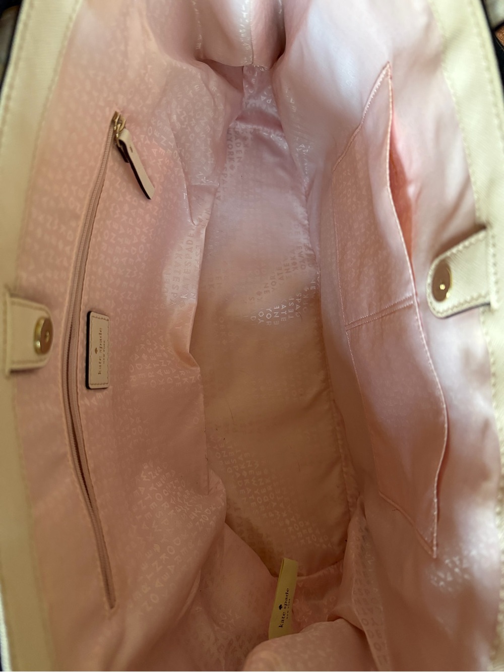 Kate Spade Blush Pink Large Leather Tote with Contrast Trim - Picture 4 of 5